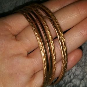 NWOT Lot of 6 light gold bangle bracelets